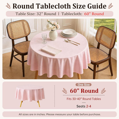 Light Pink Round Tablecloth 60 Inch Machine Washable Indoor & Outdoor