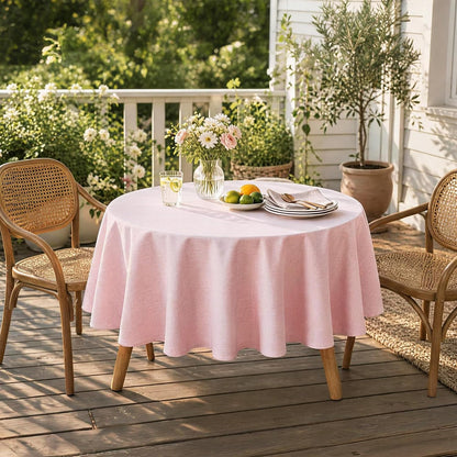 Light Pink Round Tablecloth 60 Inch Machine Washable Indoor & Outdoor