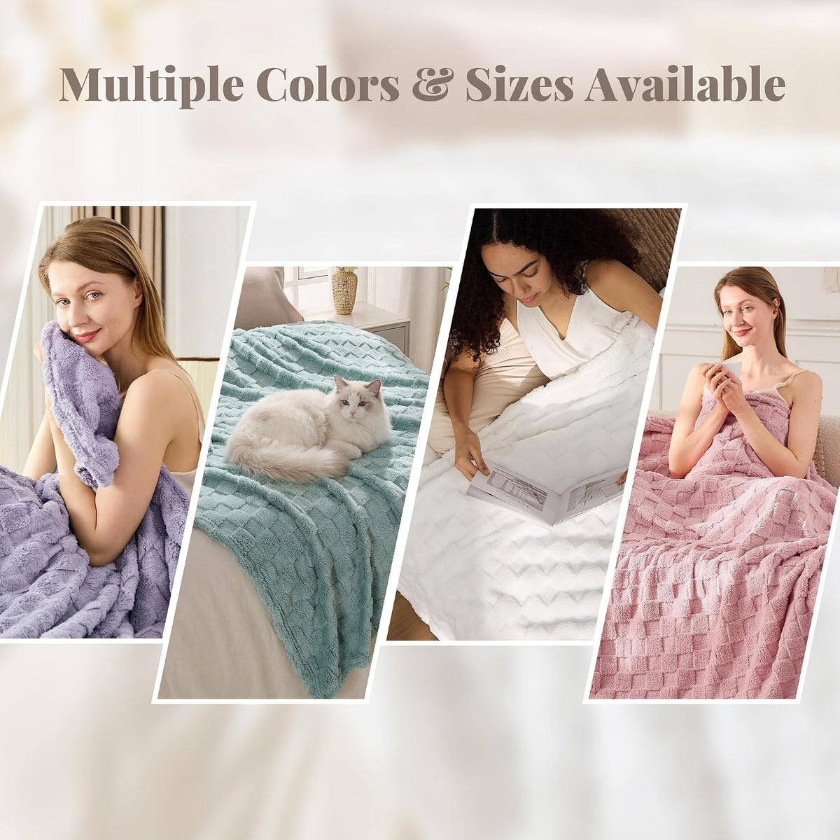 330GSM Checkered Fleece Throw Blanket for Couch, Pink, 50"x60"