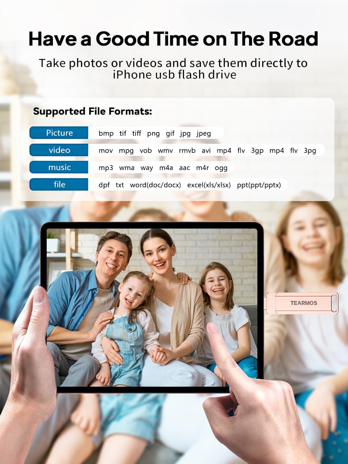 512GB Photo Stick for iPhone Flash Drive, Memory Stick Phone Storage for Photos and Videos Files Backup, Compatible with iPhone iPad Android PC, Plug & Play, No App Required (Rose Pink)