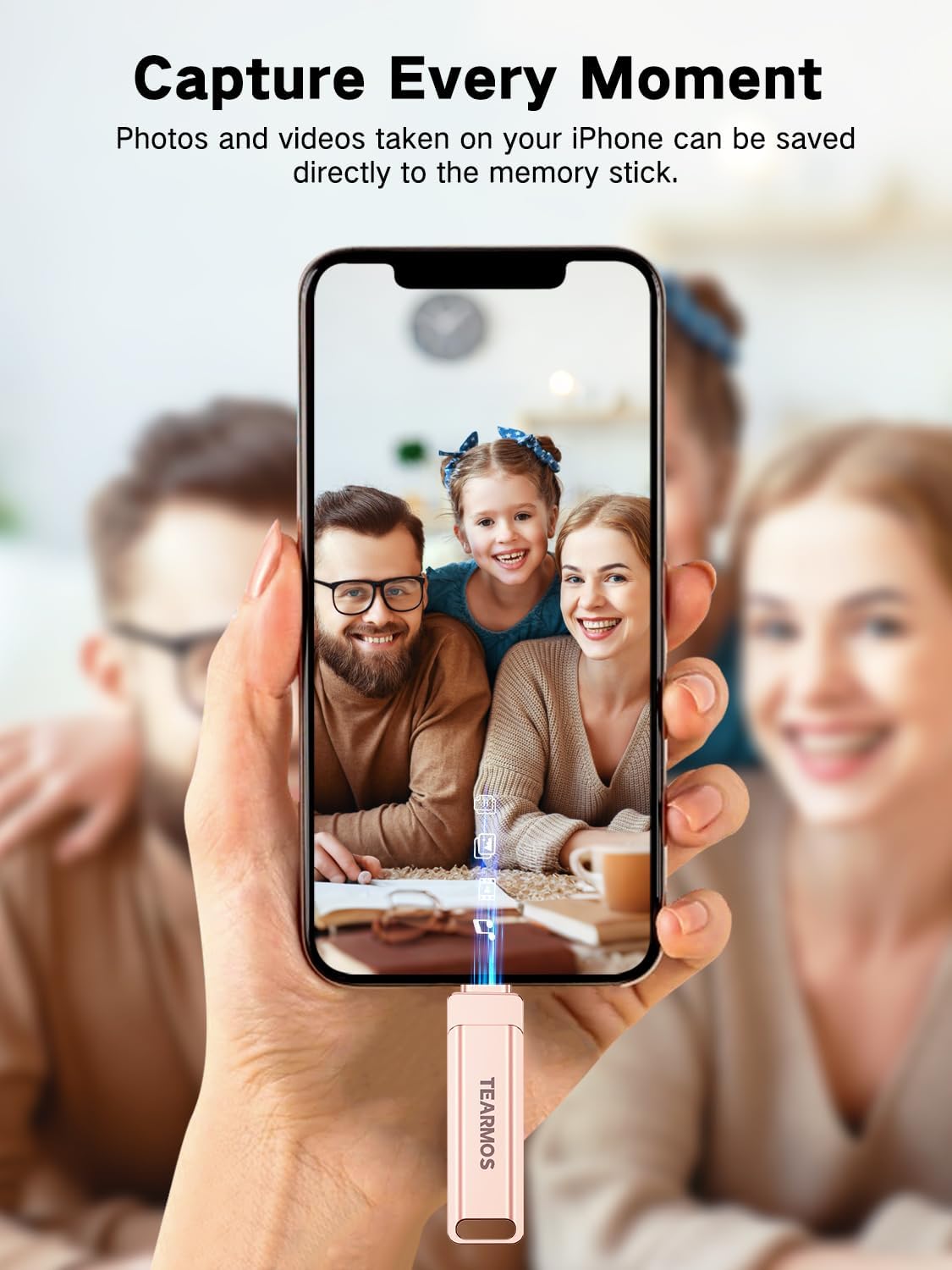 512GB Photo Stick for iPhone Flash Drive, Memory Stick Phone Storage for Photos and Videos Files Backup, Compatible with iPhone iPad Android PC, Plug & Play, No App Required (Rose Pink)