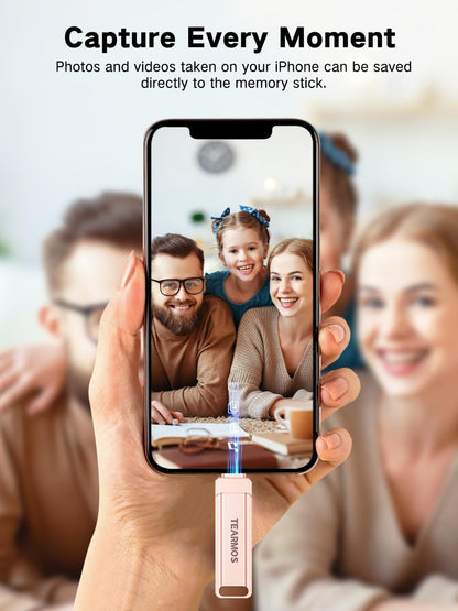 512GB Photo Stick for iPhone Flash Drive, Memory Stick Phone Storage for Photos and Videos Files Backup, Compatible with iPhone iPad Android PC, Plug & Play, No App Required (Rose Pink)