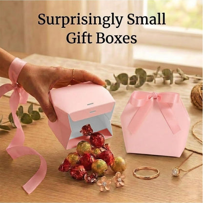 Small Gift Boxes, 16-Count Pink Hexagon Favor Boxes, Pink Ribbon
