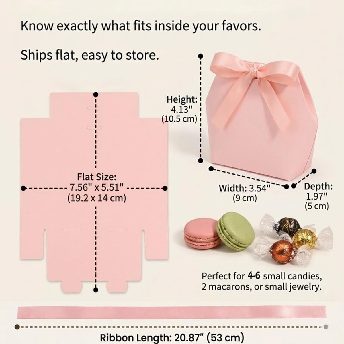 Small Gift Boxes, 16-Count Pink Hexagon Favor Boxes, Pink Ribbon
