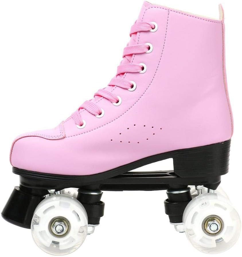 Roller Skates for Women Men Cozy PU Leather High-top Roller Skates for Beginner Double-Row PU Wheels, Professional Indoor Outdoor Roller Skates with Shoes Bag