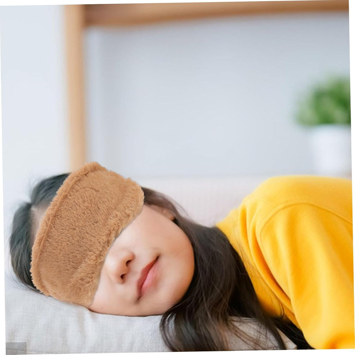 Cute Cartoon Plush Eye Mask for Sleeping 2pcs Faux Fur Sleep Mask Set in Pink and Brown Soft for Nap and Travel Light Blocking Eye Covers for Kids