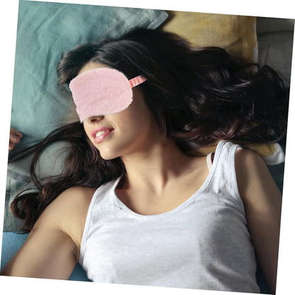Cute Cartoon Plush Eye Mask for Sleeping 2pcs Faux Fur Sleep Mask Set in Pink and Brown Soft for Nap and Travel Light Blocking Eye Covers for Kids