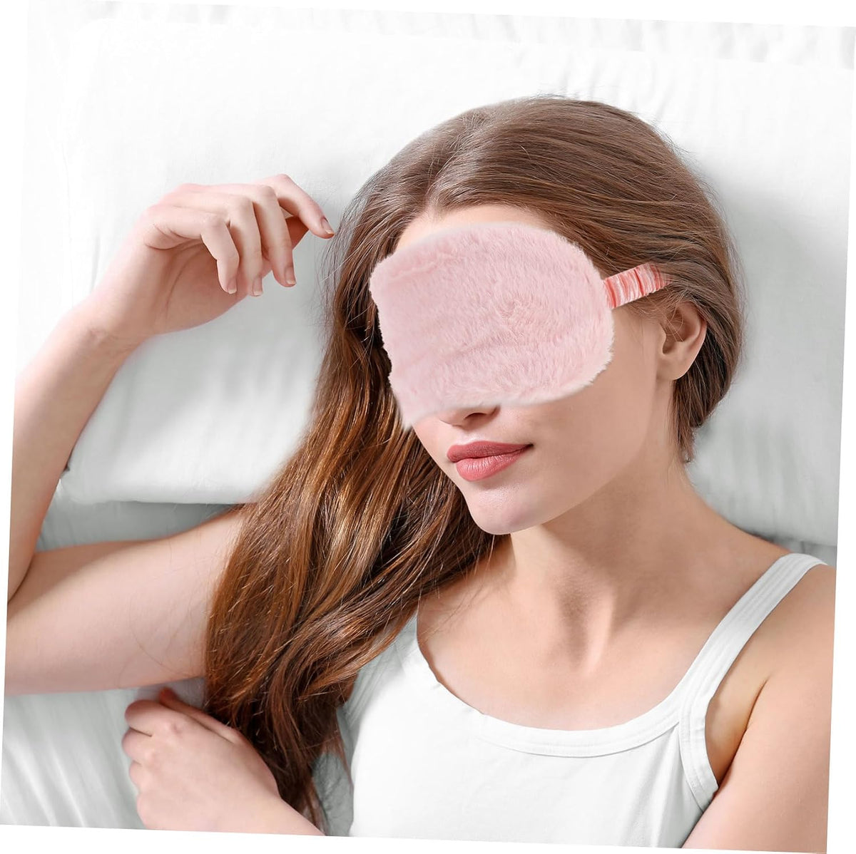 Cute Cartoon Plush Eye Mask for Sleeping 2pcs Faux Fur Sleep Mask Set in Pink and Brown Soft for Nap and Travel Light Blocking Eye Covers for Kids