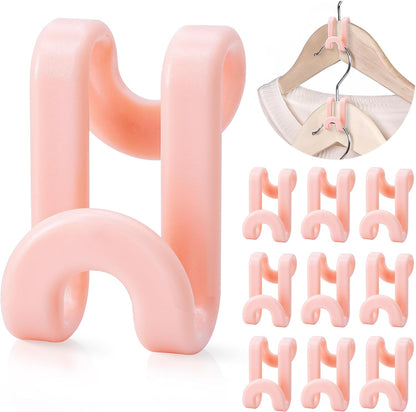 60pc Space-Saving Hanger Hooks, Hanger Connector Hooks for Dorm, Pink