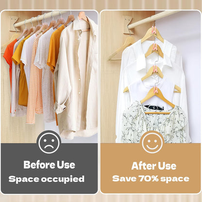 60pc Space-Saving Hanger Hooks, Hanger Connector Hooks for Dorm, Pink