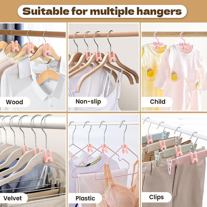 60pc Space-Saving Hanger Hooks, Hanger Connector Hooks for Dorm, Pink