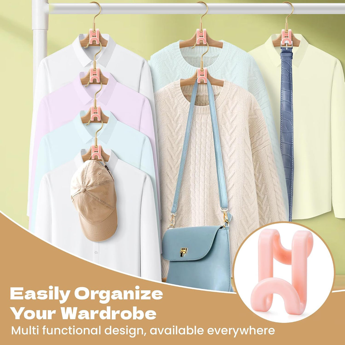 60pc Space-Saving Hanger Hooks, Hanger Connector Hooks for Dorm, Pink