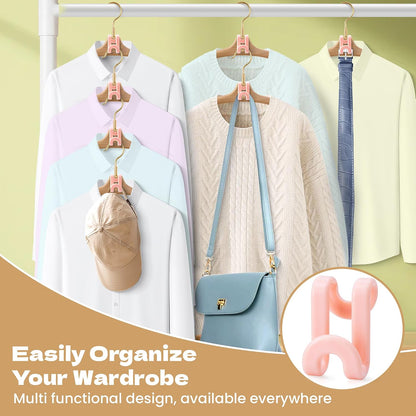60pc Space-Saving Hanger Hooks, Hanger Connector Hooks for Dorm, Pink