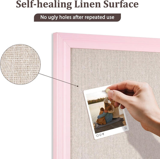 Bulletin Boards with Linen, 24"x18" White Cork Board, Pink