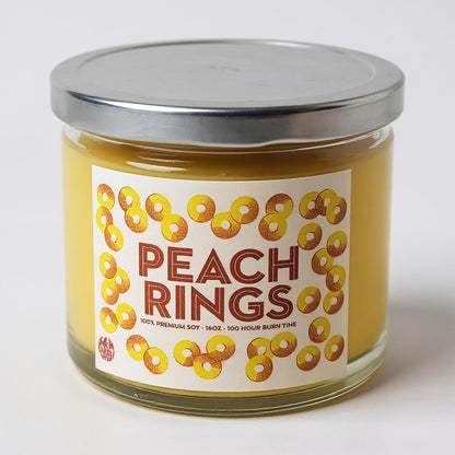 Peach Rings Candy Scented Candle - All Natural Premium Soy Wax Large 3 Wick Candle