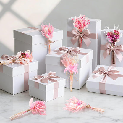 12/24 PCS Charming Dried Flowers Bouquet for Vase Various Dried Wildflowers with Stems Mini Handmade Wildflowers Natural Real Flowers Bulk Flowers Craft (Pink, 12 PCS)