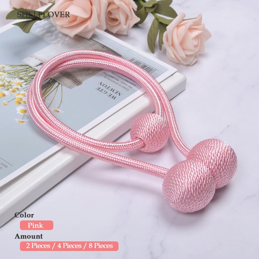 Magnetic Curtain Tiebacks 2pcs, Curtain Buckles Holders for Bedroom Living Room Home Window Treatment Decorative, Thicken, Pink
