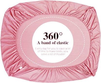 Fitted Sheet-Deep Pockets-Soft Microfiber-Easy Care-Shrinkage and Fade Resistant-Fitted Sheets Twin Size for Girl Teens Kids-Only 1 Fitted Sheet (Twin, Blush)