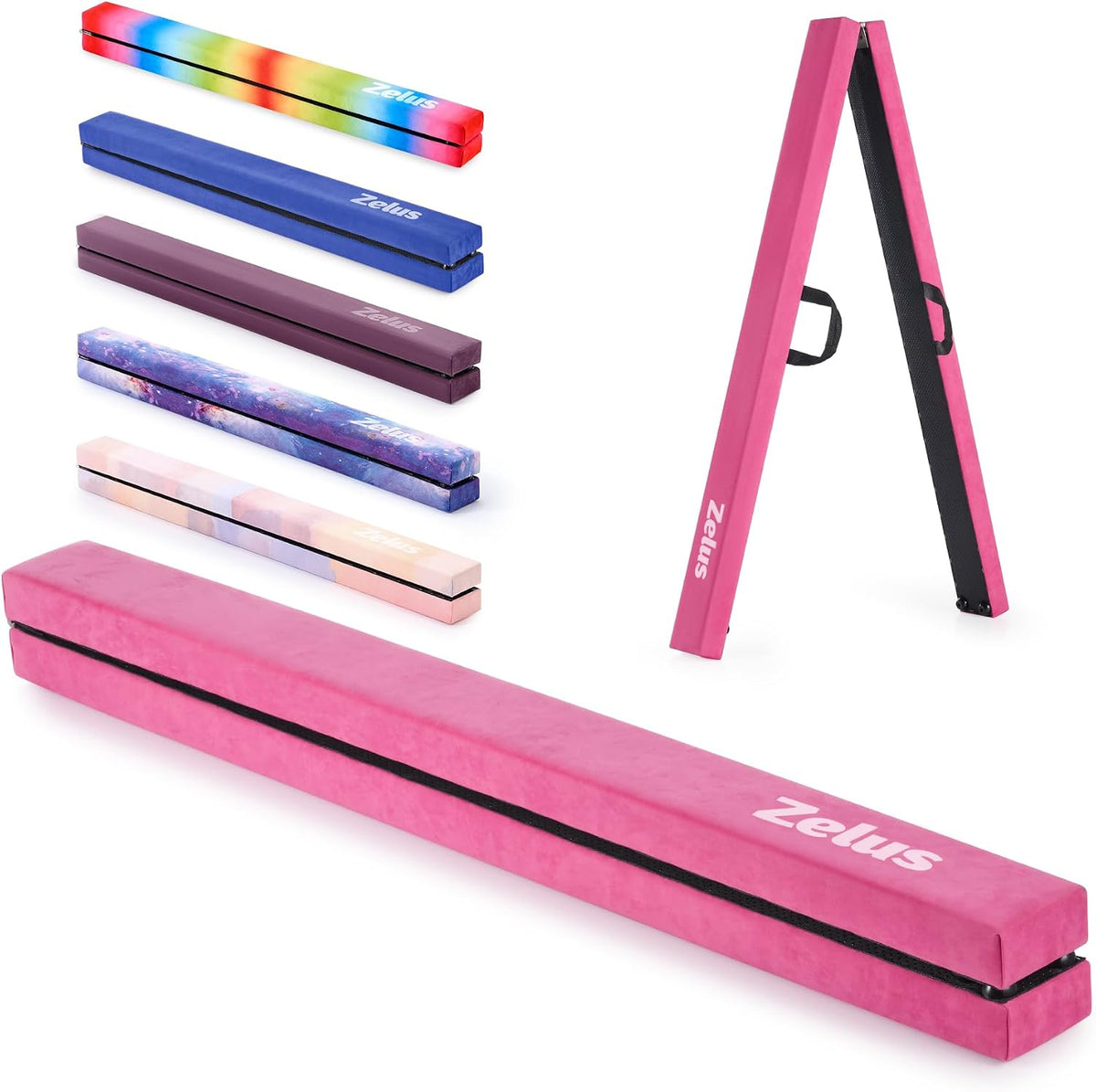 8' Folding Gymnastics Balance Beam, Floor Balance Beam w/Carry Handles Anti-Slip Base for Kids, Beginners & Professional Gymnasts