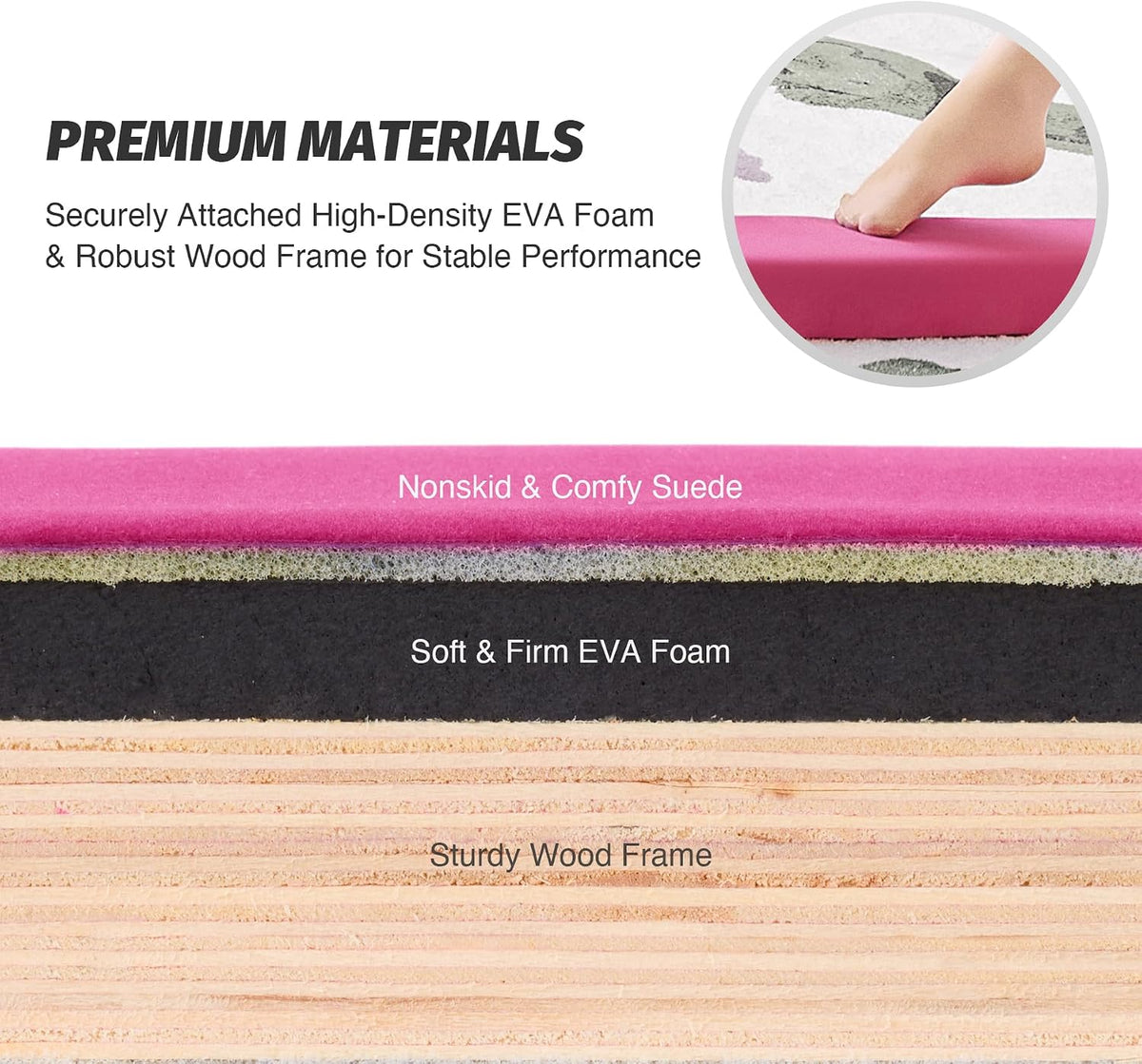 8' Folding Gymnastics Balance Beam, Floor Balance Beam w/Carry Handles Anti-Slip Base for Kids, Beginners & Professional Gymnasts