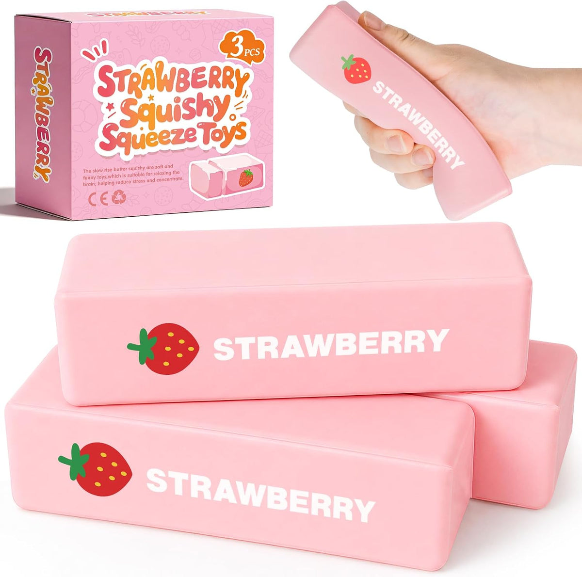 3 Packs Butter Squishy Slow Rising Squeeze Toys, Sensory Fidget Toys