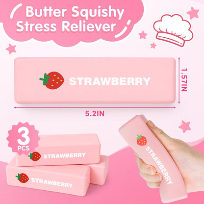 3 Packs Butter Squishy Slow Rising Squeeze Toys, Sensory Fidget Toys