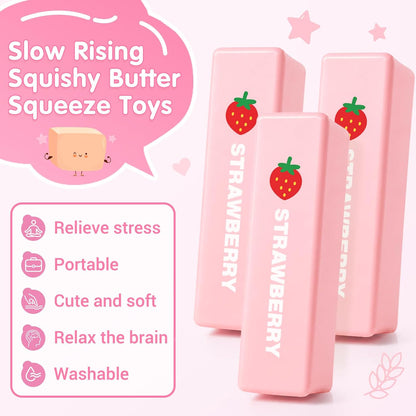 3 Packs Butter Squishy Slow Rising Squeeze Toys, Sensory Fidget Toys