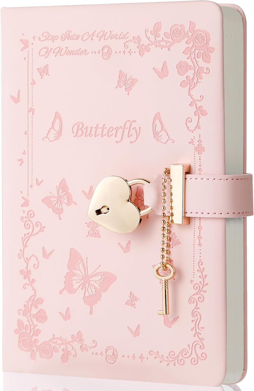 Diary with Lock and Key for Girls Ages 8-12 Journal with Lock for Teen Girls 288 Pages Heart-Shaped Locked Journal for Women, Pink