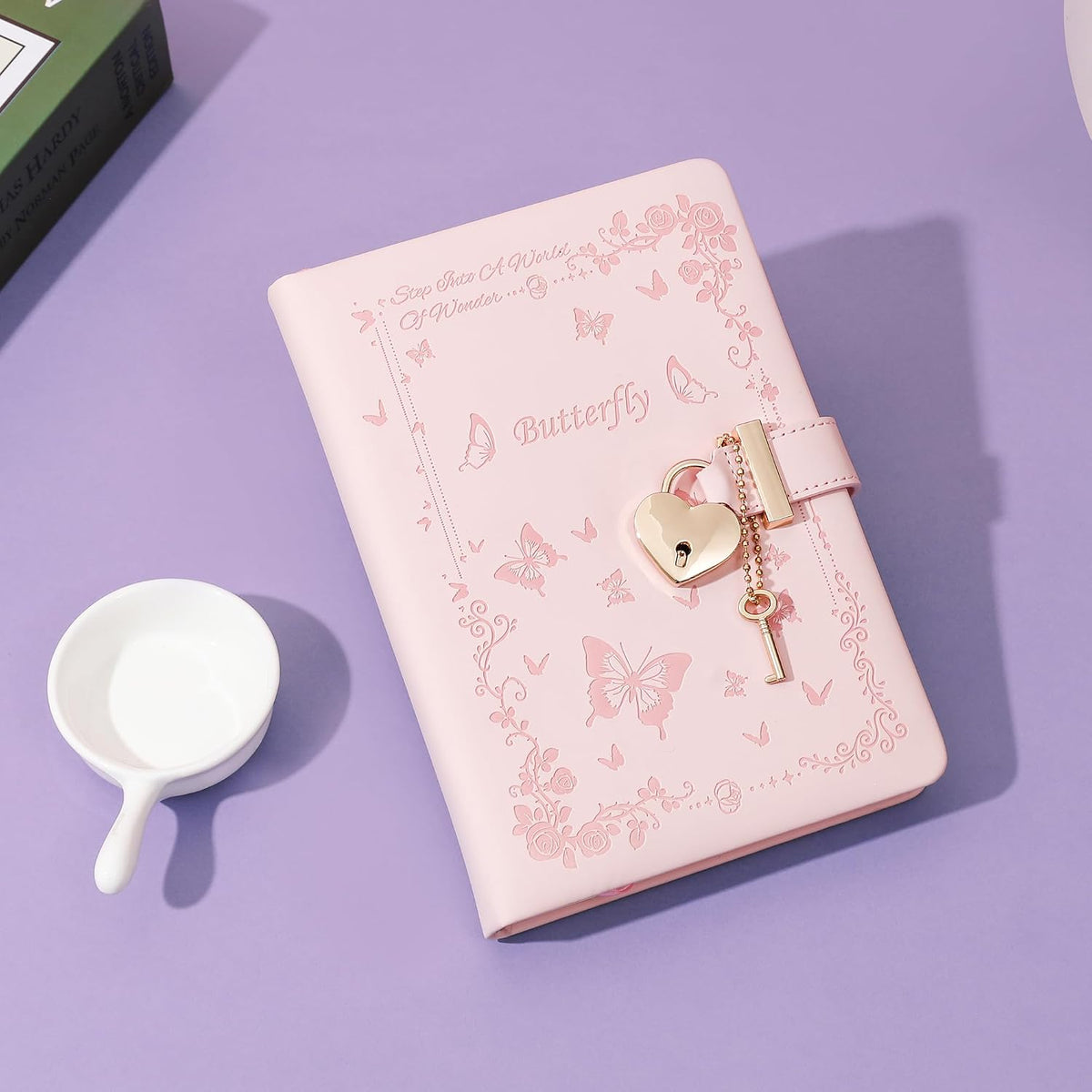 Diary with Lock and Key for Girls Ages 8-12 Journal with Lock for Teen Girls 288 Pages Heart-Shaped Locked Journal for Women, Pink