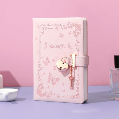 Diary with Lock and Key for Girls Ages 8-12 Journal with Lock for Teen Girls 288 Pages Heart-Shaped Locked Journal for Women, Pink