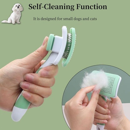 Self Cleaning Slicker Dog Brush for Small Long-Haired Breeds (Pink)