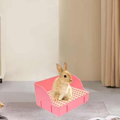 Corner Rabbit Litter Pan, 11.4 x 8.7 x 6.1 in Small Animal Potty Tray with Removable Grate for Guinea Pigs, Ferrets and Chinchillas