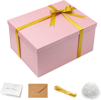 16x12x8 Inches Large Gift Box with Lid for Presents Pink 1 Pack