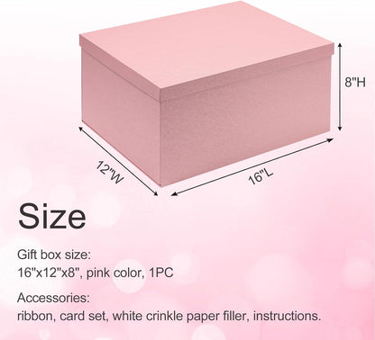 16x12x8 Inches Large Gift Box with Lid for Presents Pink 1 Pack