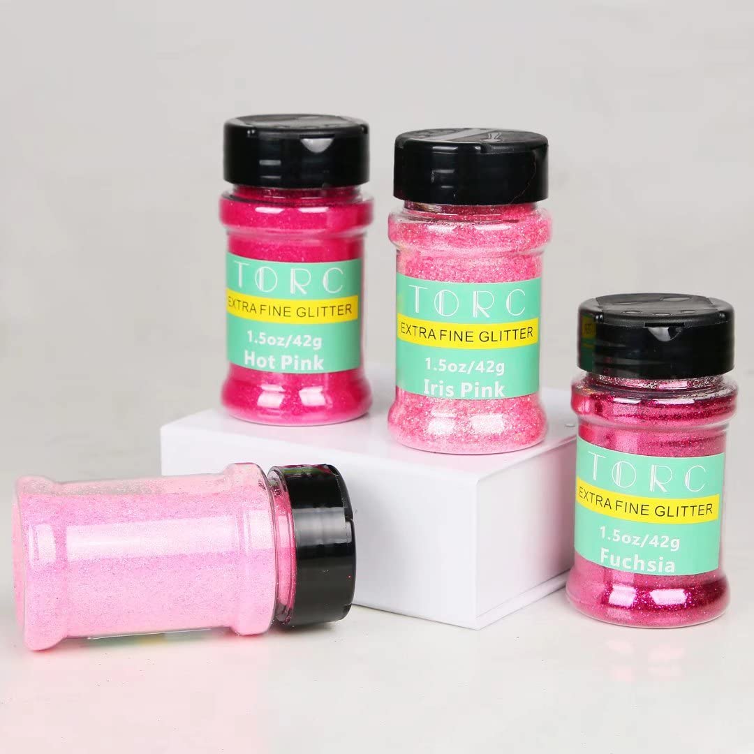 6 oz Pink Fine Glitter Set, Iridescent Pink Hot Pink Fine Glitter for Resin Crafts Tumblers Slime Cosmetic Nail Art Makeup Festival Decor