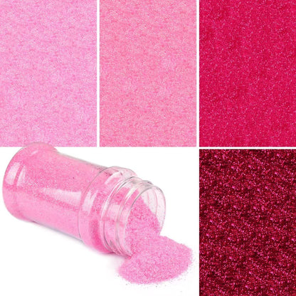 6 oz Pink Fine Glitter Set, Iridescent Pink Hot Pink Fine Glitter for Resin Crafts Tumblers Slime Cosmetic Nail Art Makeup Festival Decor