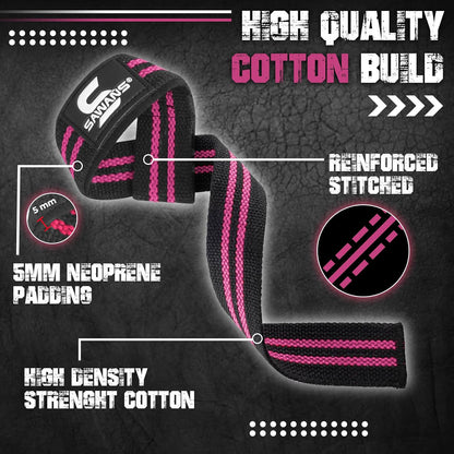 SAWANS Lifting Straps Weight Lifting Wrist Support Fitness Padded Gym Heavy Duty Anti Slip Hand Bar Grips Neoprene Bodybuilding Dumbbell Power Deadlift Barbells Workout Strength