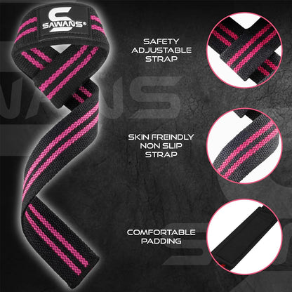 SAWANS Lifting Straps Weight Lifting Wrist Support Fitness Padded Gym Heavy Duty Anti Slip Hand Bar Grips Neoprene Bodybuilding Dumbbell Power Deadlift Barbells Workout Strength
