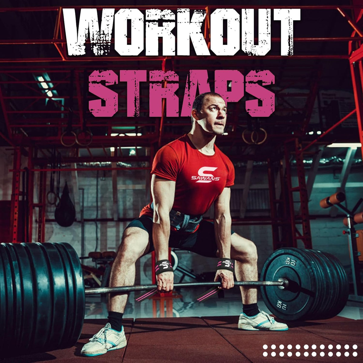 SAWANS Lifting Straps Weight Lifting Wrist Support Fitness Padded Gym Heavy Duty Anti Slip Hand Bar Grips Neoprene Bodybuilding Dumbbell Power Deadlift Barbells Workout Strength