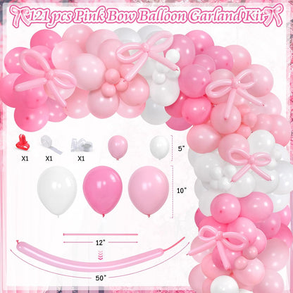 She's Tying The Knot Bridal Shower Party Decorations, Pink Bow Bachelorette Party Supplies, Bow Balloon Arch, She's Tying The Knot Banner, Bride To Be Cake Topper, Bow Veil & Satin Ribbon