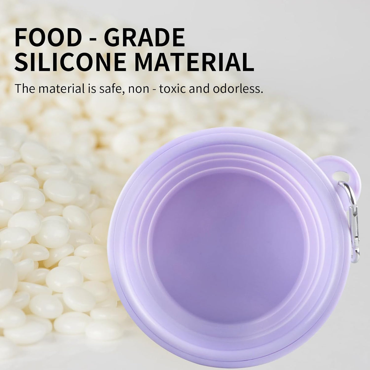 Collapsible Dog Bowls 2-Pack, Portable Travel Dog Bowl with Carabiner, Food-Grade Silicone Pet Bowl for Hiking, Walking (22 OZ Macaron Pink and Violet)