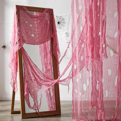 197"x71" Pink Halloween Scary Gauze, Spooky Cloth Party Decoration