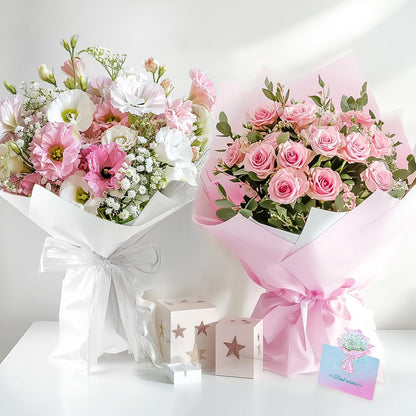 20 Sheets Flower Wrapping Paper, Waterproof Floral Wrapping Paper, Florist Supplies Packaging Paper for Wedding, Birthday Gift (Pink)