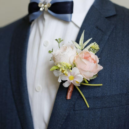 Wedding Rose Boutonniere Men Groom Flower Pin Wedding Suit Decoration (Pink)