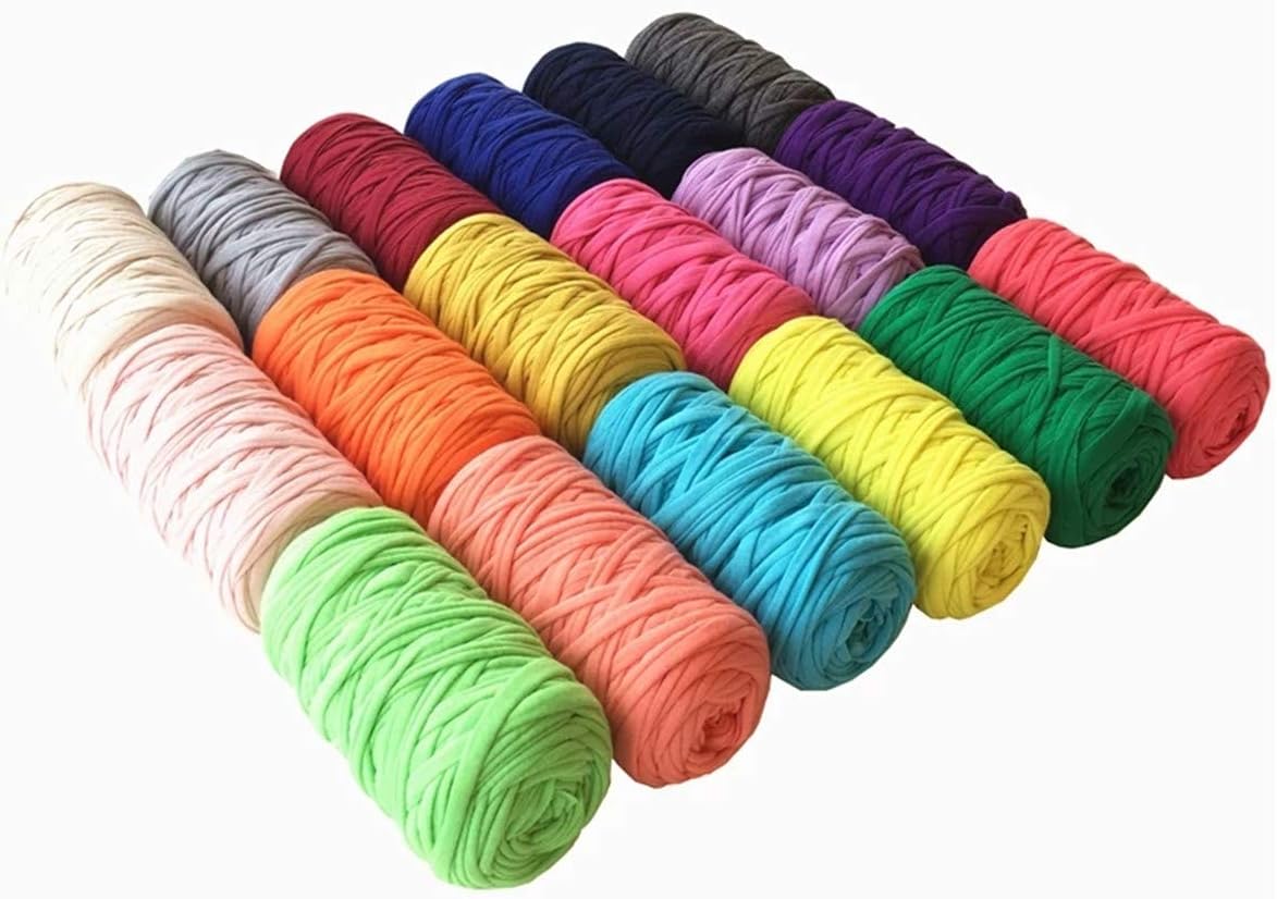 1PCS 250g 8.1oz Soild Color Fancy Yarns DIY Bag Handbag Carpet Cushion Cotton Cloth T-Shirt Yarn Knitting Crochet Yarn Pet Cave Basket Crochet Bag Fabric Yarn