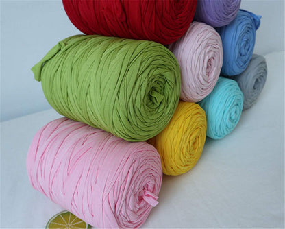 1PCS 250g 8.1oz Soild Color Fancy Yarns DIY Bag Handbag Carpet Cushion Cotton Cloth T-Shirt Yarn Knitting Crochet Yarn Pet Cave Basket Crochet Bag Fabric Yarn