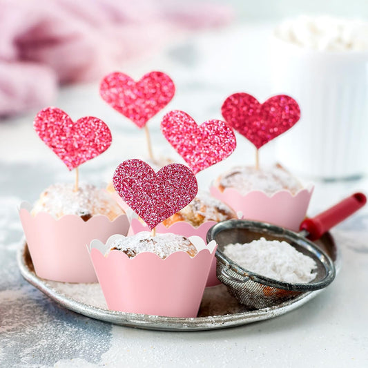 100 Pcs Pink Cupcake Liner Pastel Cupcake Paper Wrappers Scalloped Baking Cups Bake Artistic Cake Cups Decoration for Mom Nurse Valentines Summer Wedding Birthday Tea Party Supplies