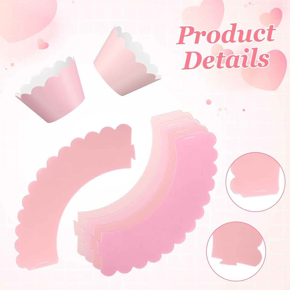 100 Pcs Pink Cupcake Liner Pastel Cupcake Paper Wrappers Scalloped Baking Cups Bake Artistic Cake Cups Decoration for Mom Nurse Valentines Summer Wedding Birthday Tea Party Supplies