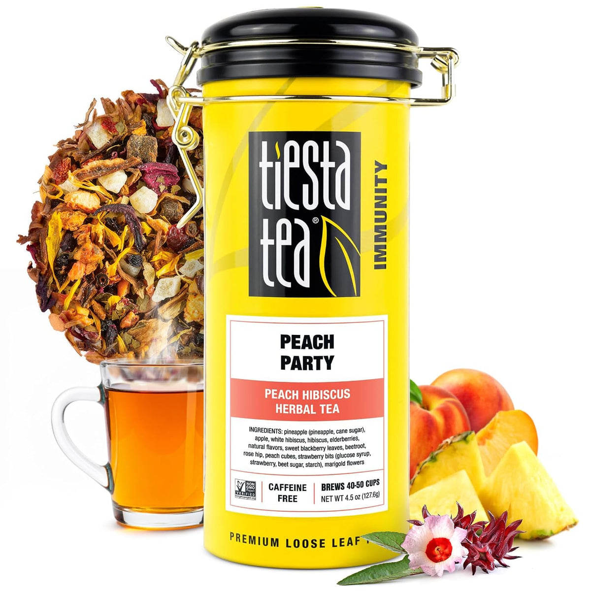 Peach Party, Loose Leaf, Peach Hibiscus Herbal Infusion
