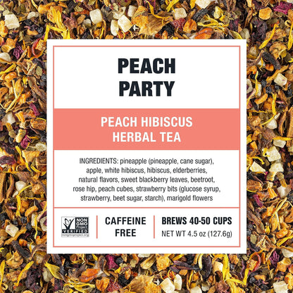 Peach Party, Loose Leaf, Peach Hibiscus Herbal Infusion